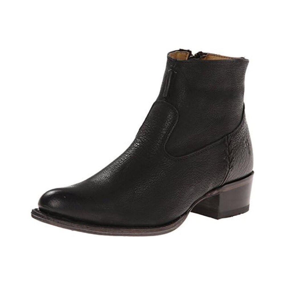 Frye Diana Stitch Short Black Leather Ankle Boots